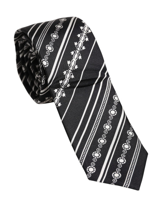 Dolce & Gabbana Black White Stripes Silk Adjustable Necktie Tie – par Dolce & Gabbana | Disponible sur Sandy Store ByNet