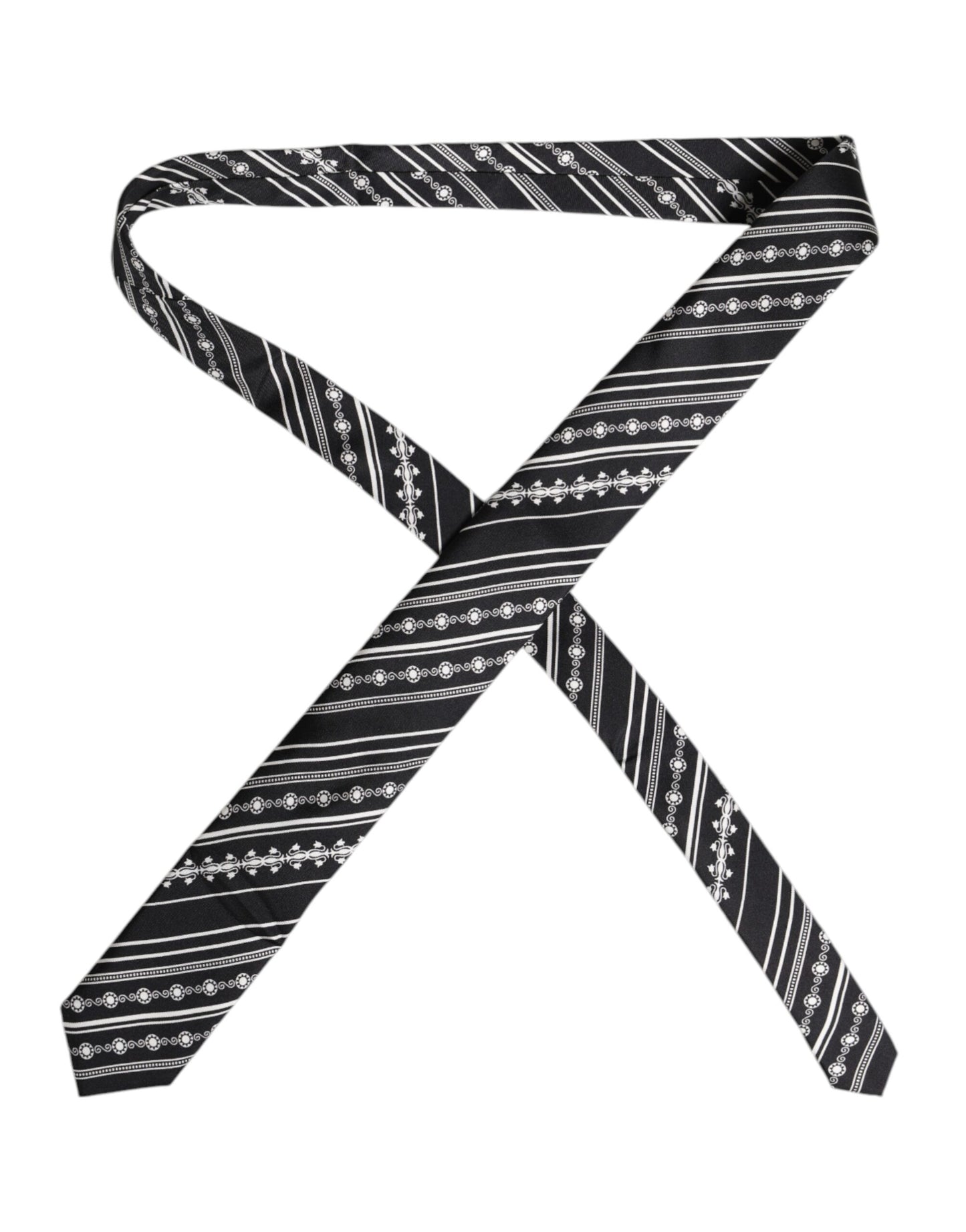 Dolce & Gabbana Black White Stripes Silk Adjustable Necktie Tie – par Dolce & Gabbana | Disponible sur Sandy Store ByNet