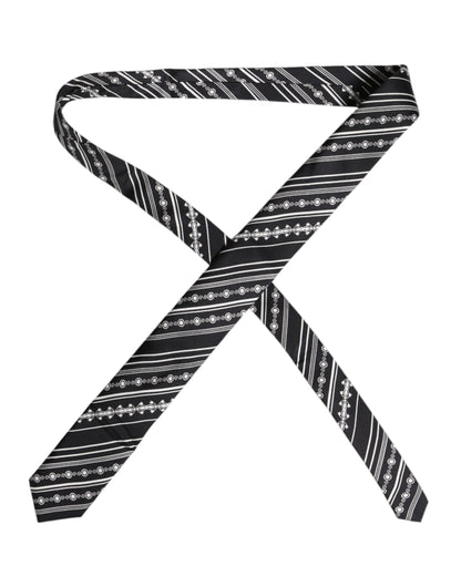 Dolce & Gabbana Black White Stripes Silk Adjustable Necktie Tie – par Dolce & Gabbana | Disponible sur Sandy Store ByNet