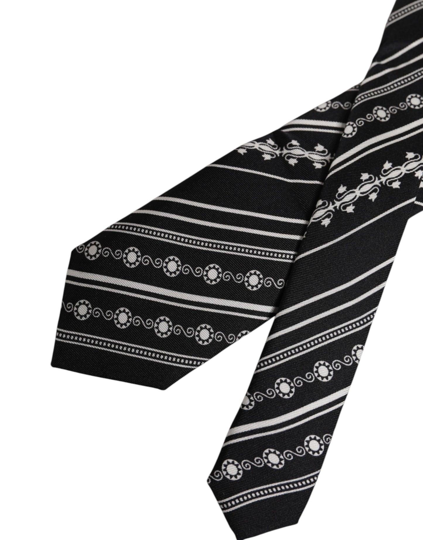 Dolce & Gabbana Black White Stripes Silk Adjustable Necktie Tie – par Dolce & Gabbana | Disponible sur Sandy Store ByNet