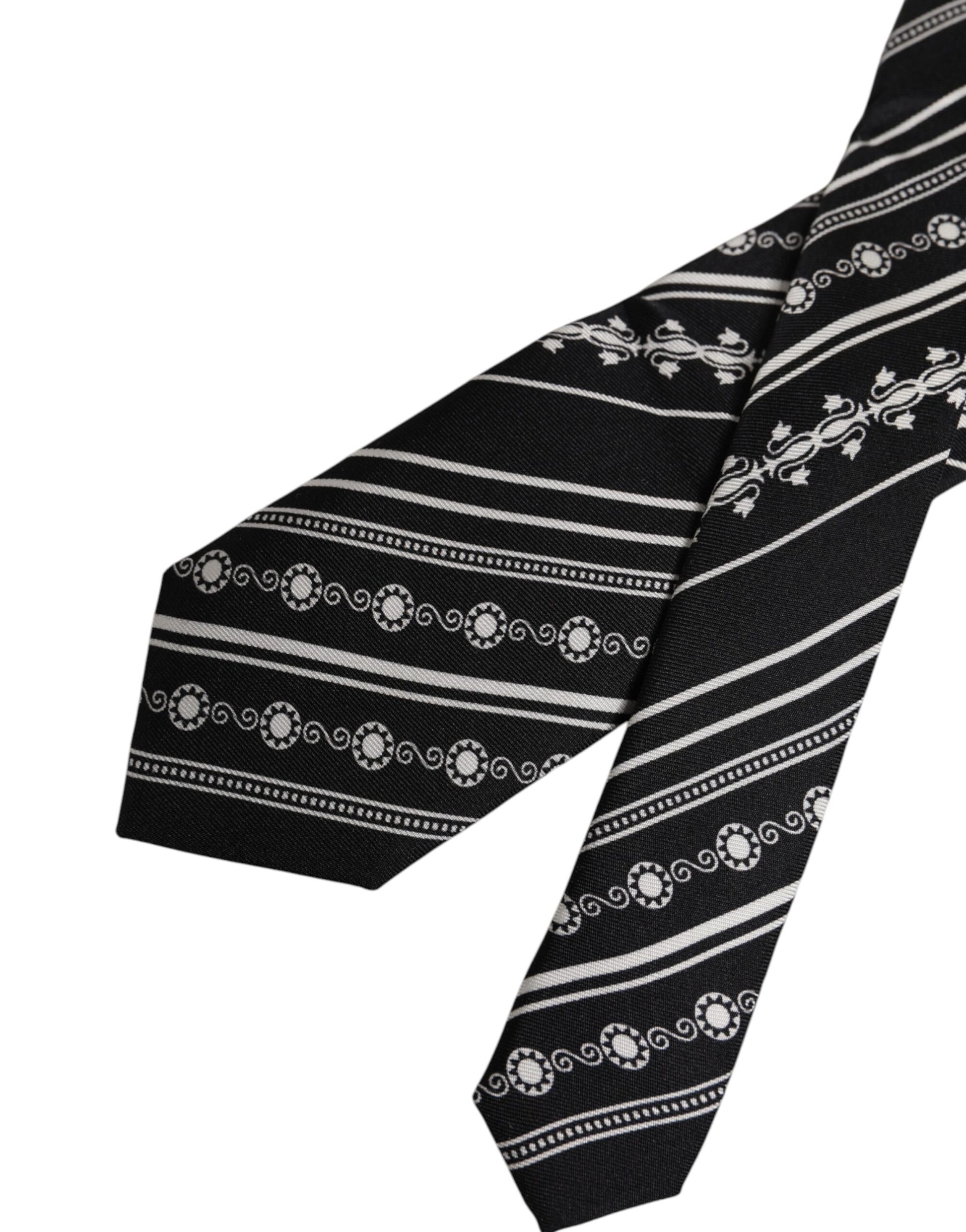 Dolce & Gabbana Black White Stripes Silk Adjustable Necktie Tie – par Dolce & Gabbana | Disponible sur Sandy Store ByNet