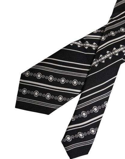 Dolce & Gabbana Black White Stripes Silk Adjustable Necktie Tie – par Dolce & Gabbana | Disponible sur Sandy Store ByNet