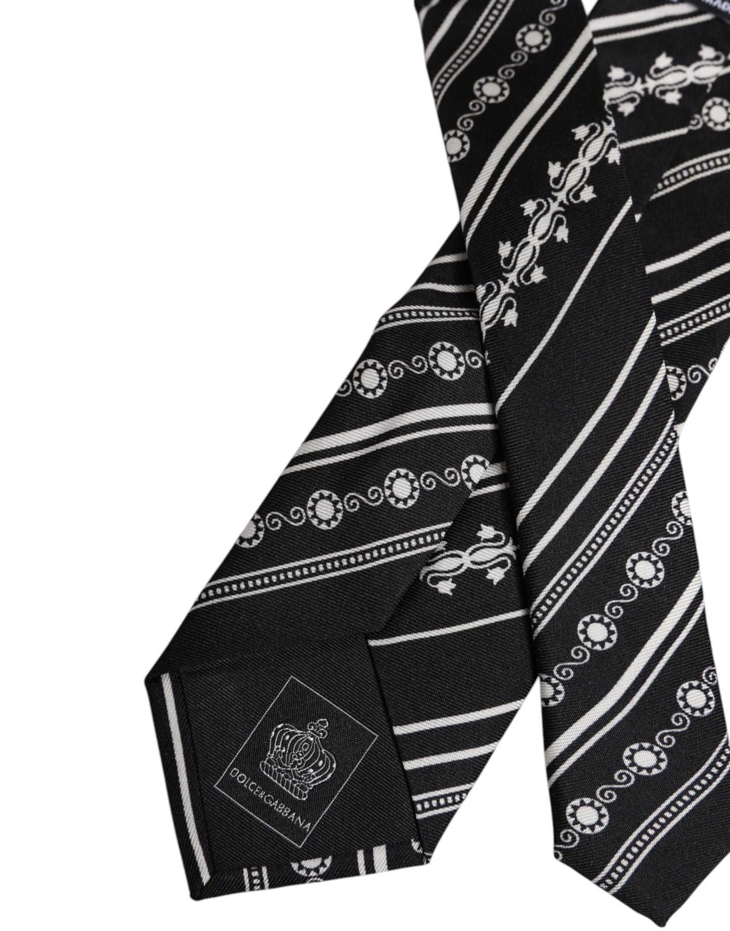 Dolce & Gabbana Black White Stripes Silk Adjustable Necktie Tie – par Dolce & Gabbana | Disponible sur Sandy Store ByNet