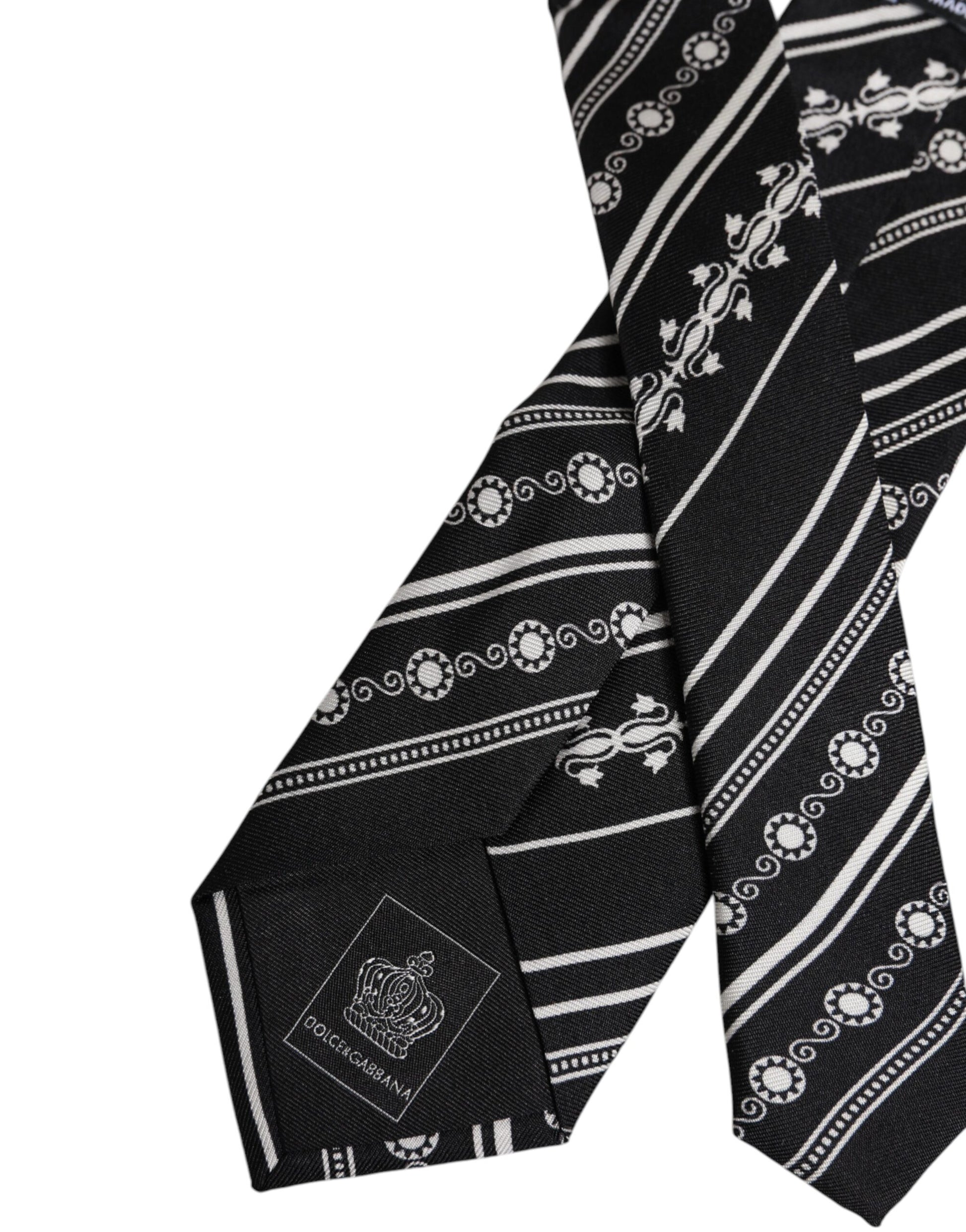 Dolce & Gabbana Black White Stripes Silk Adjustable Necktie Tie – par Dolce & Gabbana | Disponible sur Sandy Store ByNet