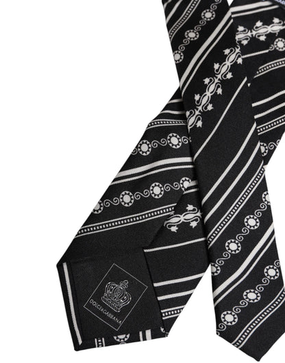 Dolce & Gabbana Black White Stripes Silk Adjustable Necktie Tie – par Dolce & Gabbana | Disponible sur Sandy Store ByNet