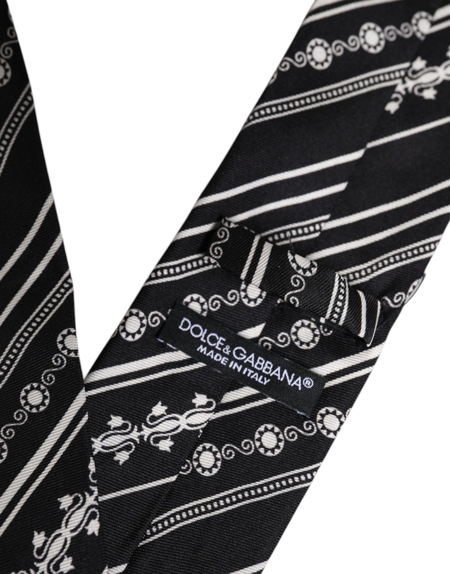 Dolce & Gabbana Black White Stripes Silk Adjustable Necktie Tie – par Dolce & Gabbana | Disponible sur Sandy Store ByNet
