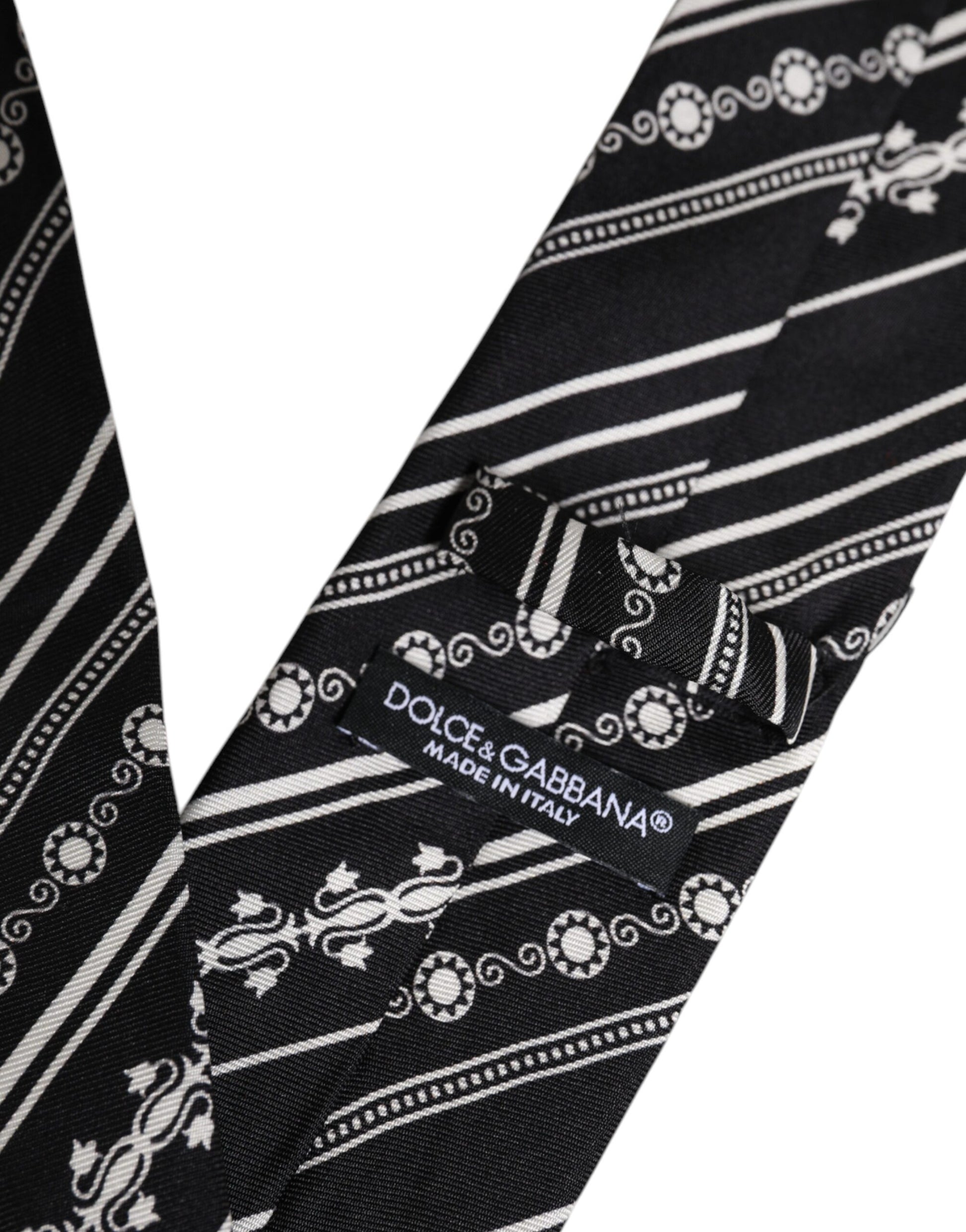 Dolce & Gabbana Black White Stripes Silk Adjustable Necktie Tie – par Dolce & Gabbana | Disponible sur Sandy Store ByNet