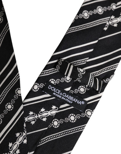 Dolce & Gabbana Black White Stripes Silk Adjustable Necktie Tie – par Dolce & Gabbana | Disponible sur Sandy Store ByNet