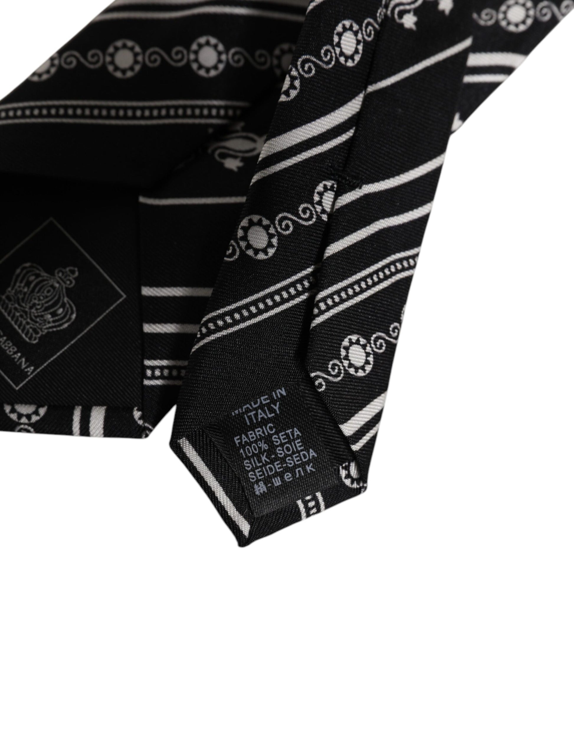 Dolce & Gabbana Black White Stripes Silk Adjustable Necktie Tie – par Dolce & Gabbana | Disponible sur Sandy Store ByNet