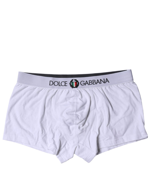Dolce & Gabbana White Cotton Stretch Regular Boxer Underwear