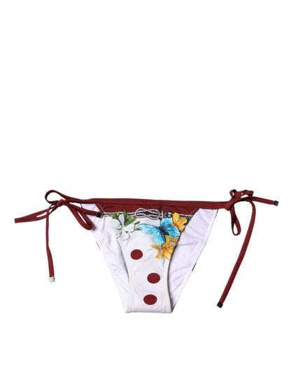 Dolce & Gabbana White Floral Print Swimsuit Bikini Bottom Swimwear – IT2 | S par Dolce & Gabbana | Disponible sur Sandy Store ByNet