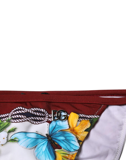 Dolce & Gabbana White Floral Print Swimsuit Bikini Bottom Swimwear – IT2 | S par Dolce & Gabbana | Disponible sur Sandy Store ByNet