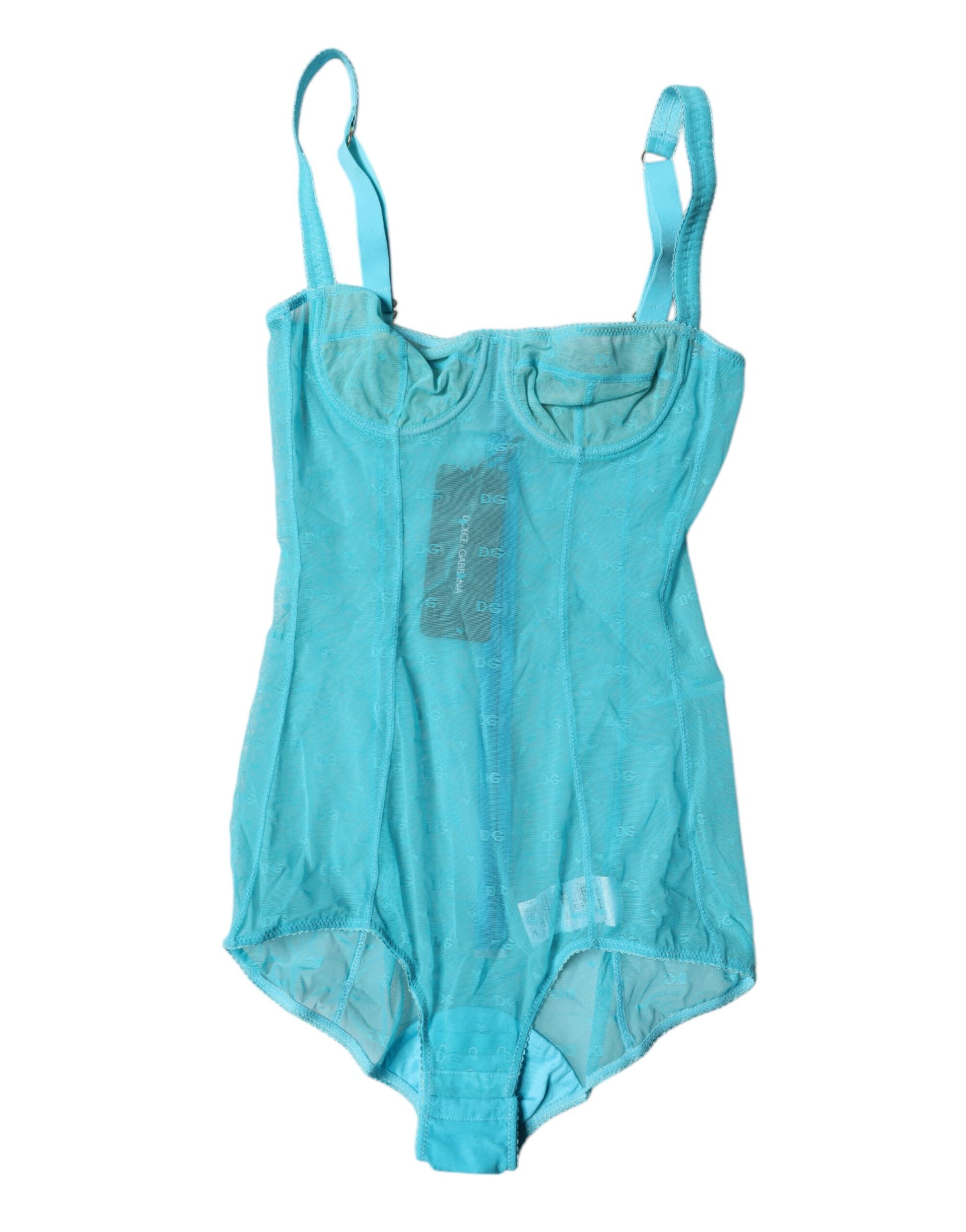 Dolce & Gabbana Blue Tulle Balconette Bra Bodysuit Underwear – IT2 | S par Dolce & Gabbana | Disponible sur Sandy Store ByNet