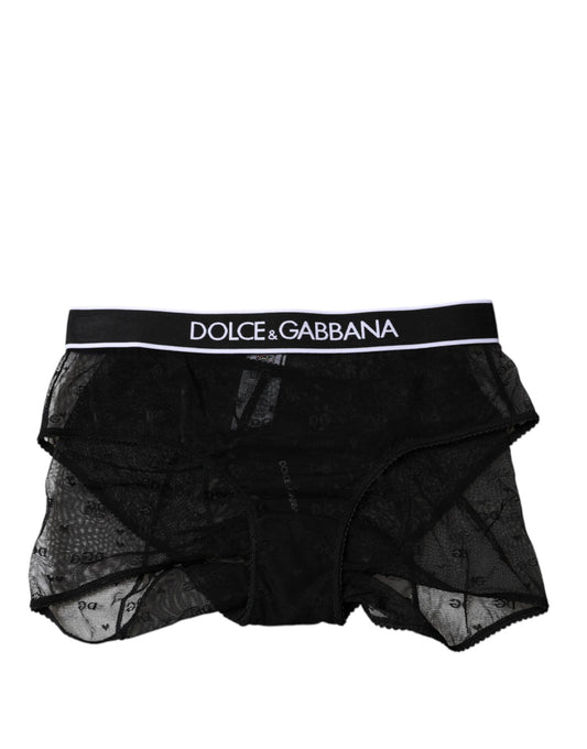 Culotte taille moyenne en tulle et nylon noir Dolce &amp; Gabbana