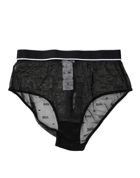 Culotte taille moyenne en tulle et nylon noir Dolce &amp; Gabbana