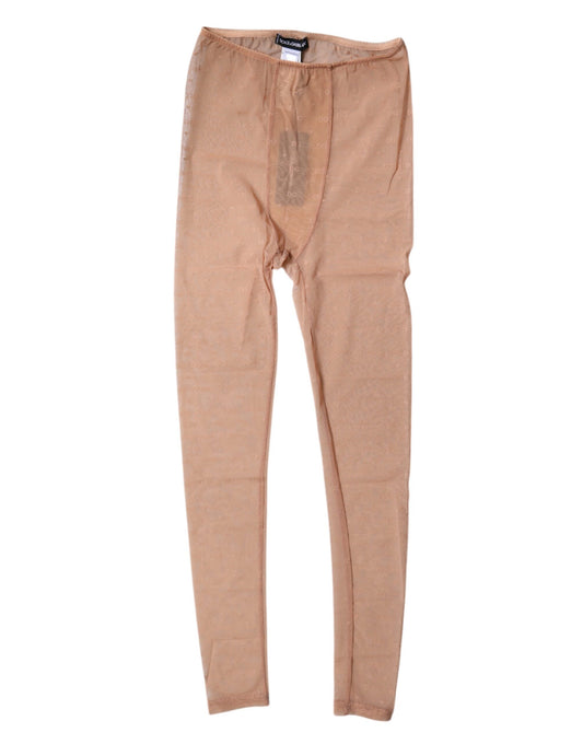 Dolce &amp; Gabbana Pantalon de lingerie en dentelle beige nude avec logo