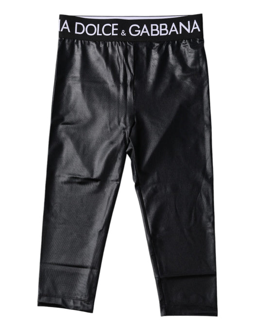Dolce &amp; Gabbana Collants courts en nylon à logo noir Sous-vêtements