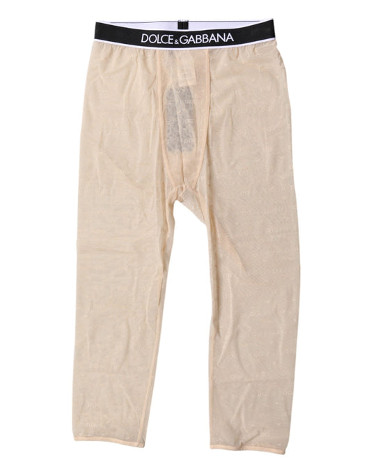 Dolce &amp; Gabbana - Collants courts en nylon beige avec logo DG
