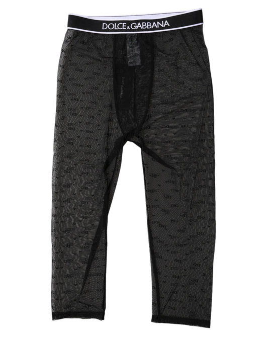 Collants courts en nylon noir Dolce &amp; Gabbana avec logo DG
