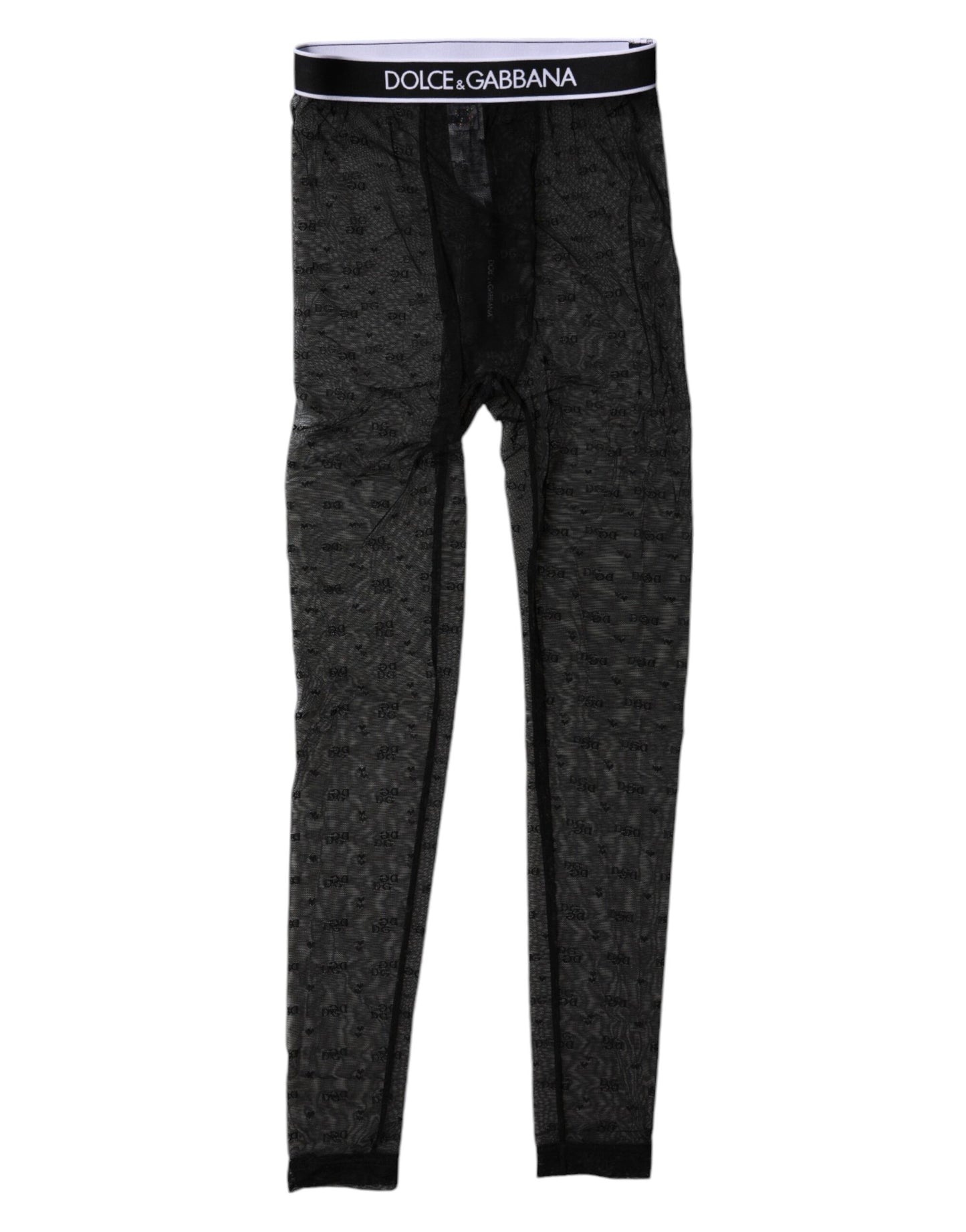 Dolce &amp; Gabbana - Lingerie en dentelle noire avec logo - Pantalon moulant - Sous-vêtements