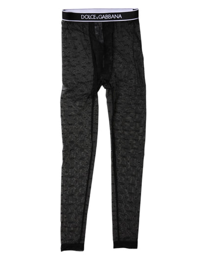 Dolce &amp; Gabbana - Lingerie en dentelle noire avec logo - Pantalon moulant - Sous-vêtements