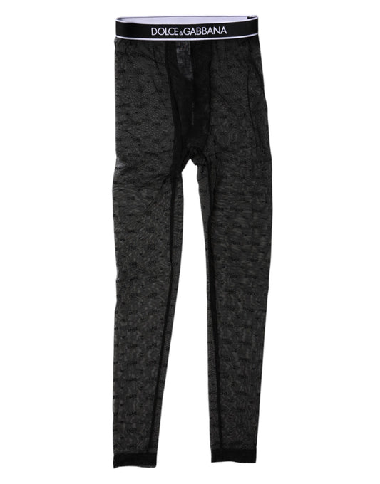 Dolce &amp; Gabbana - Lingerie en dentelle noire avec logo - Pantalon moulant - Sous-vêtements