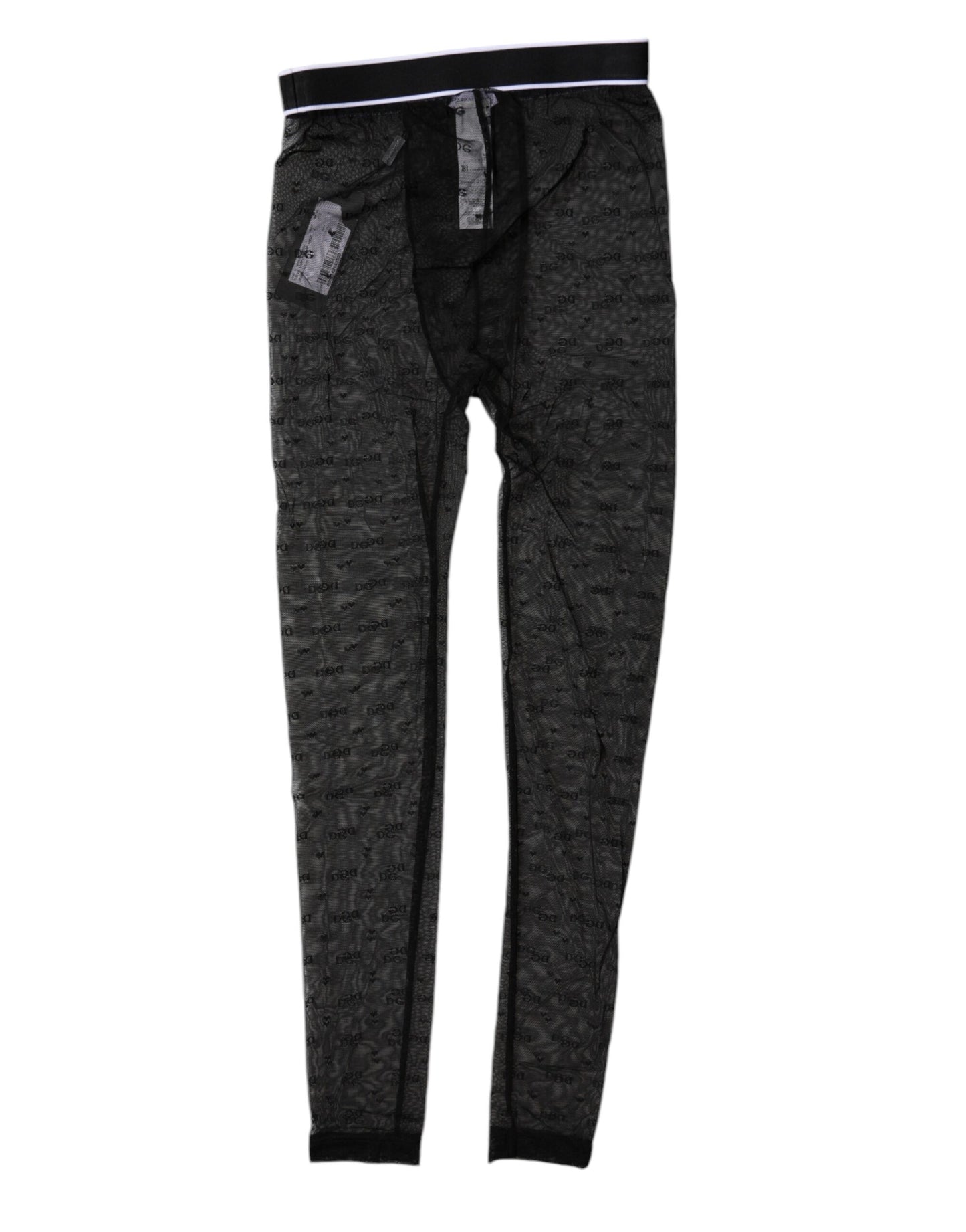 Dolce &amp; Gabbana - Lingerie en dentelle noire avec logo - Pantalon moulant - Sous-vêtements