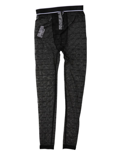 Dolce &amp; Gabbana - Lingerie en dentelle noire avec logo - Pantalon moulant - Sous-vêtements