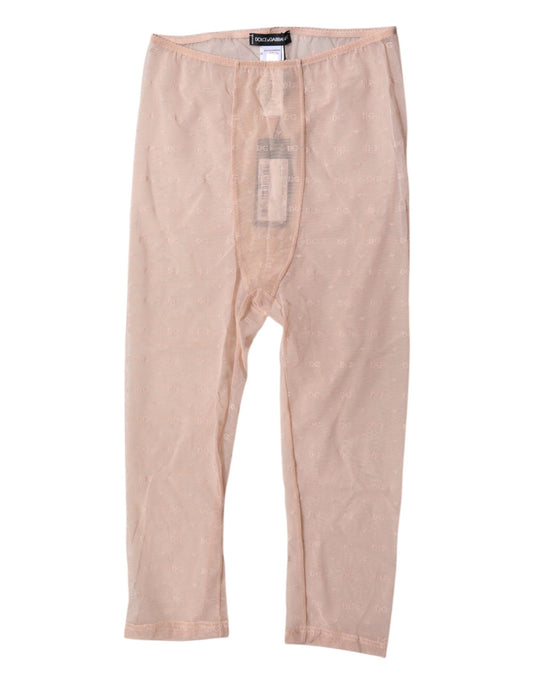 Dolce &amp; Gabbana - Collants courts en dentelle beige avec logo