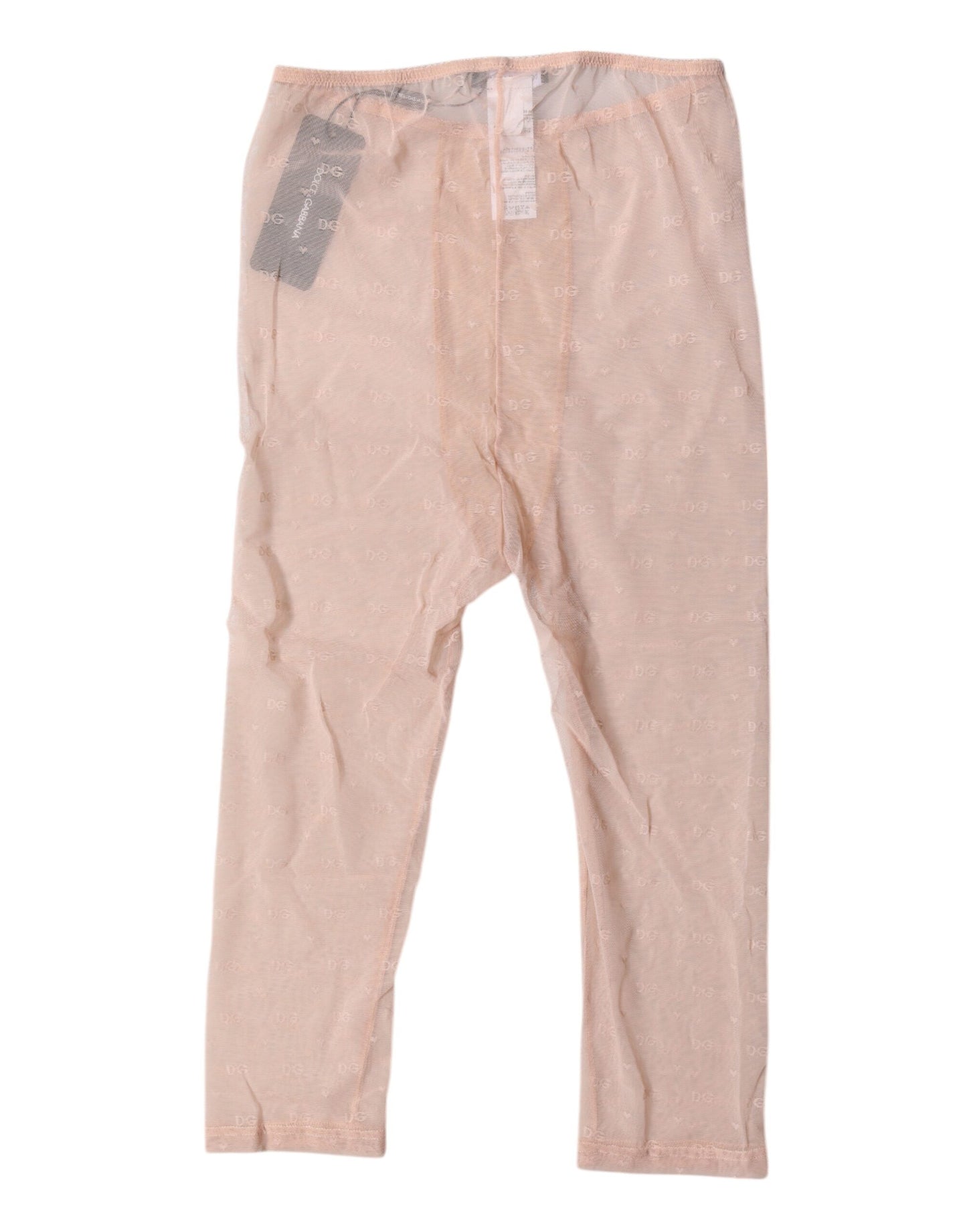 Dolce &amp; Gabbana - Collants courts en dentelle beige avec logo