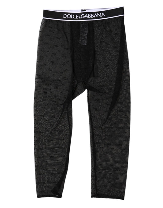 Collants courts en nylon noir Dolce &amp; Gabbana avec logo DG