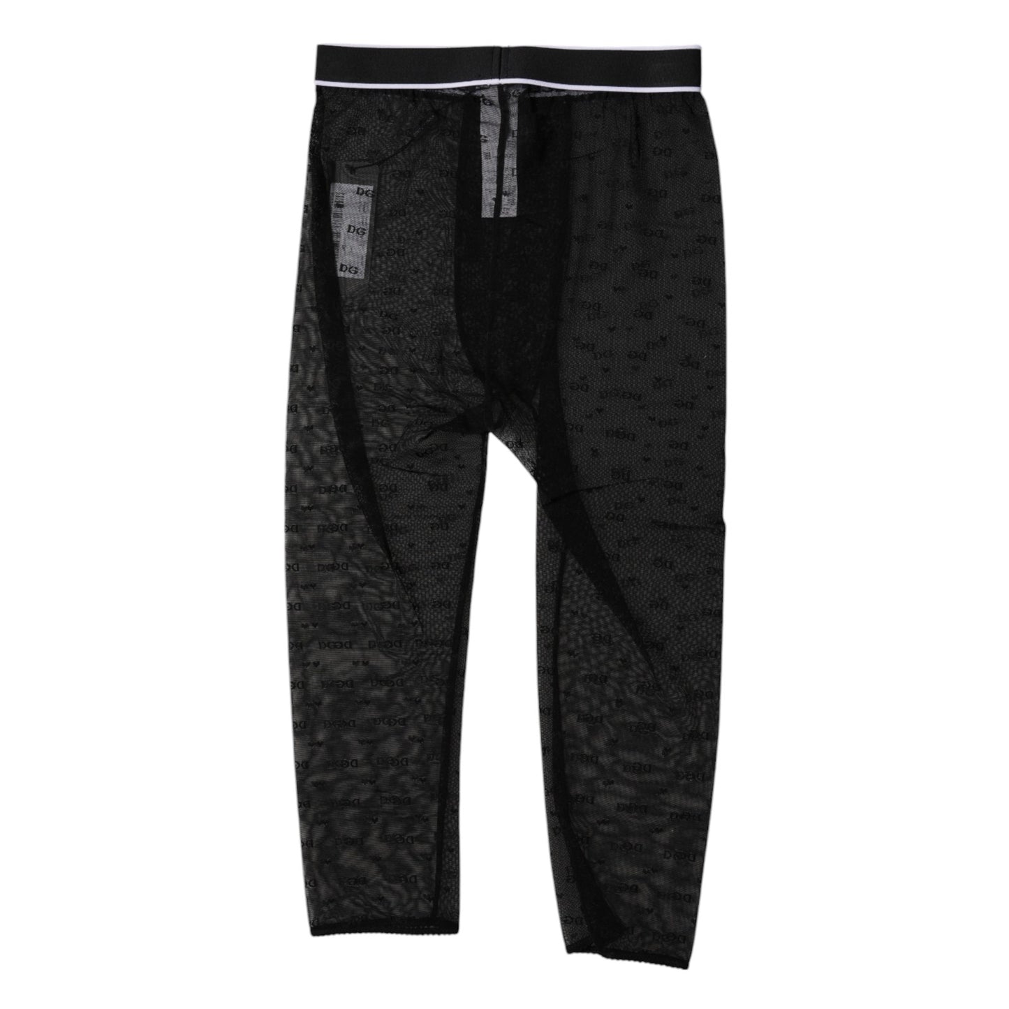 Collants courts en nylon noir Dolce &amp; Gabbana avec logo DG