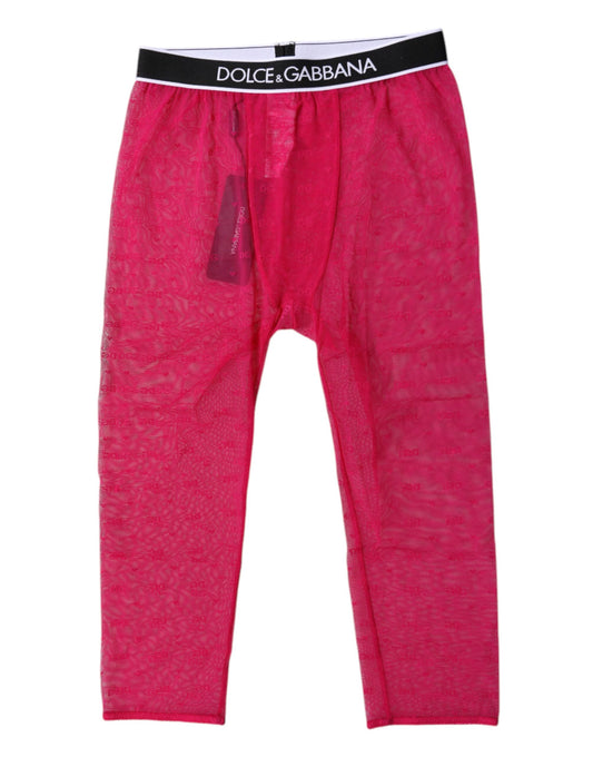 Dolce &amp; Gabbana Collants courts en nylon fuchsia avec logo DG
