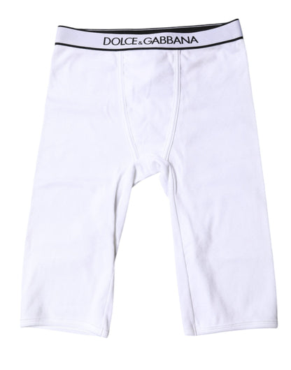 Collants courts en coton à logo blanc Dolce &amp; Gabbana