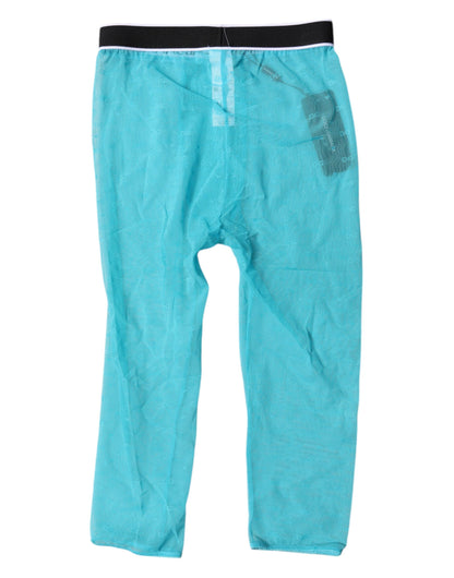 Collants courts en nylon bleu clair Dolce &amp; Gabbana avec logo DG