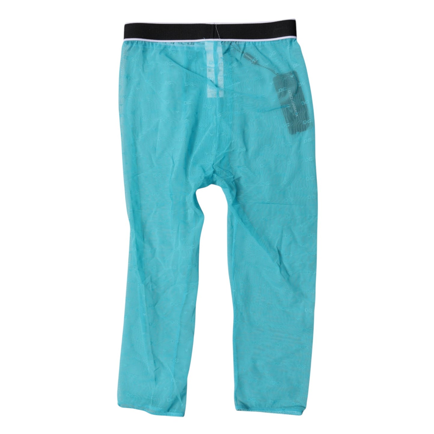 Collants courts en nylon bleu clair Dolce &amp; Gabbana avec logo DG