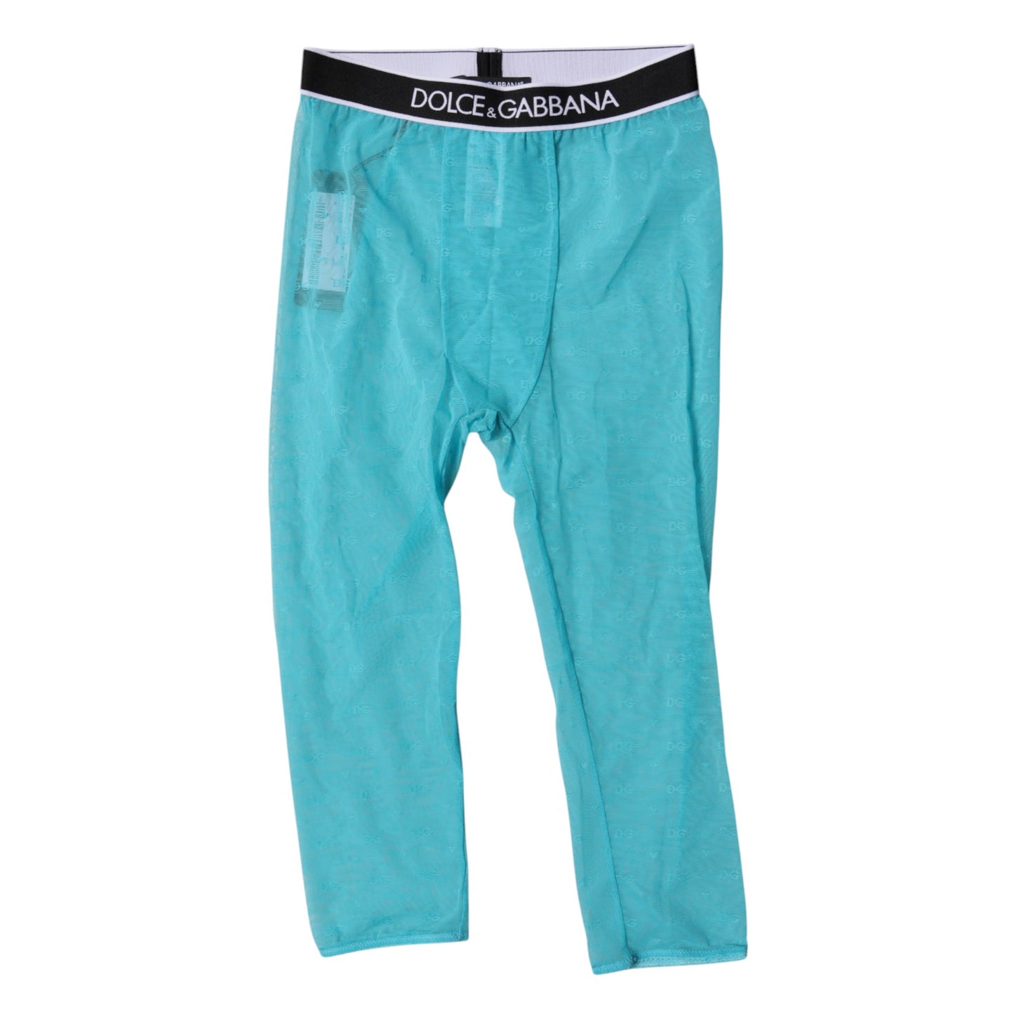 Collants courts en nylon bleu clair Dolce &amp; Gabbana avec logo DG
