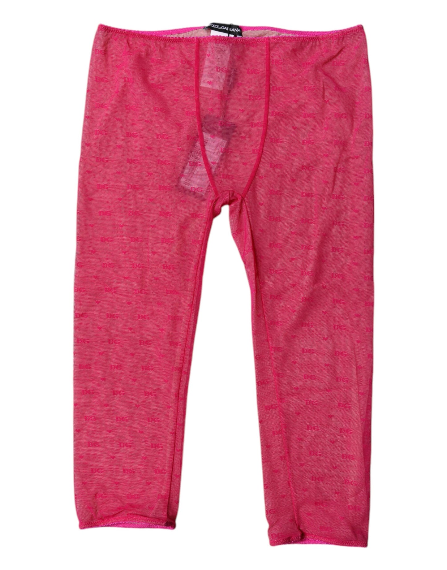 Sous-vêtements courts et moulants en dentelle avec logo fuchsia Dolce &amp; Gabbana