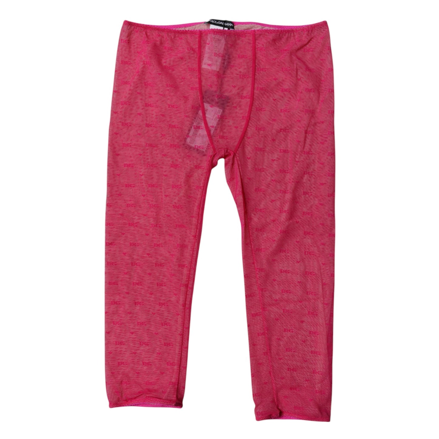 Sous-vêtements courts et moulants en dentelle avec logo fuchsia Dolce &amp; Gabbana