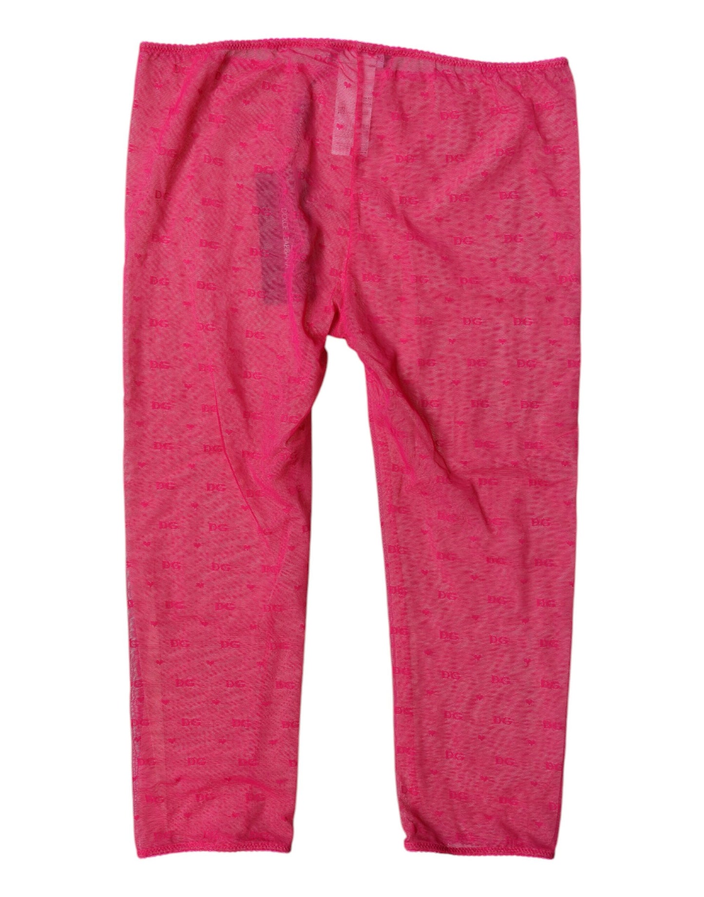 Sous-vêtements courts et moulants en dentelle avec logo fuchsia Dolce &amp; Gabbana