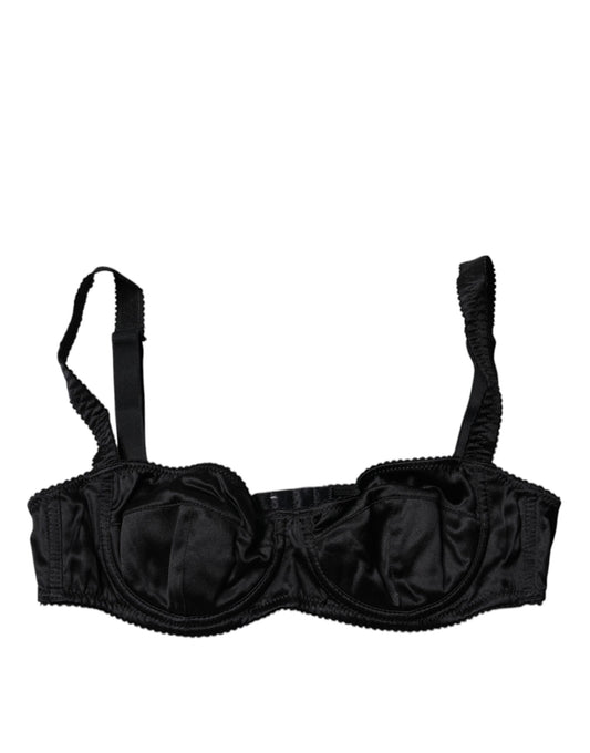 Soutien-gorge balconnet extensible en soie noire Dolce &amp; Gabbana
