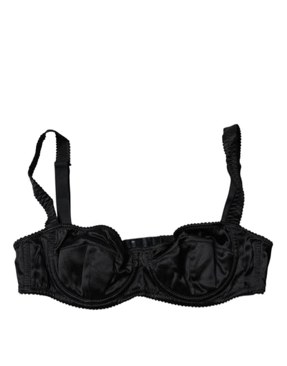 Soutien-gorge balconnet extensible en soie noire Dolce &amp; Gabbana