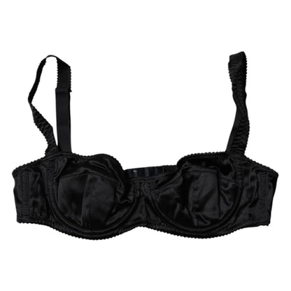 Soutien-gorge balconnet extensible en soie noire Dolce &amp; Gabbana
