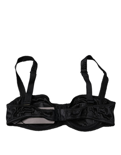 Soutien-gorge balconnet extensible en soie noire Dolce &amp; Gabbana