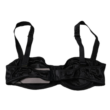 Soutien-gorge balconnet extensible en soie noire Dolce &amp; Gabbana