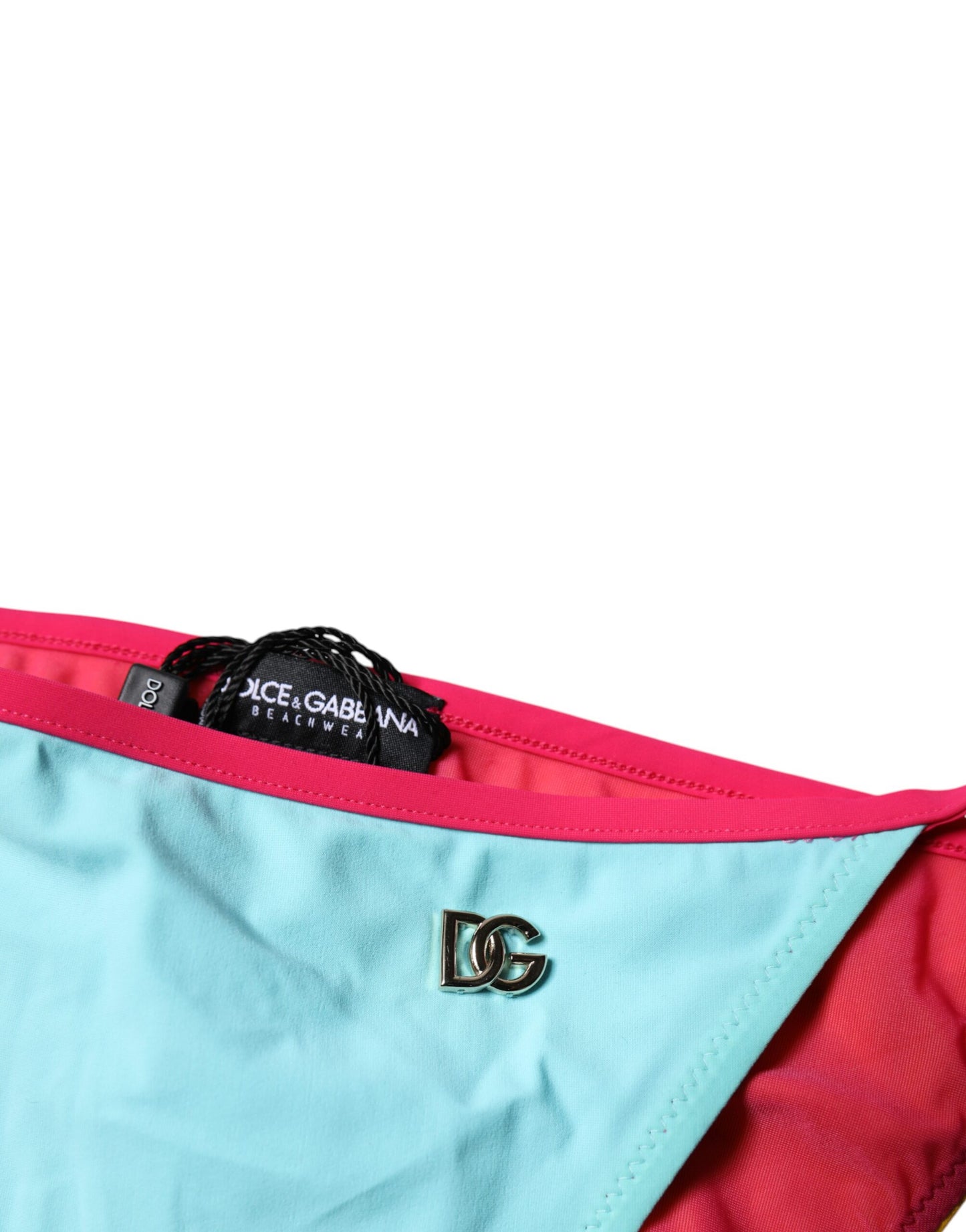 Dolce &amp; Gabbana Multicolor Logo Swimsuit Bikini Bottom Swimwear
