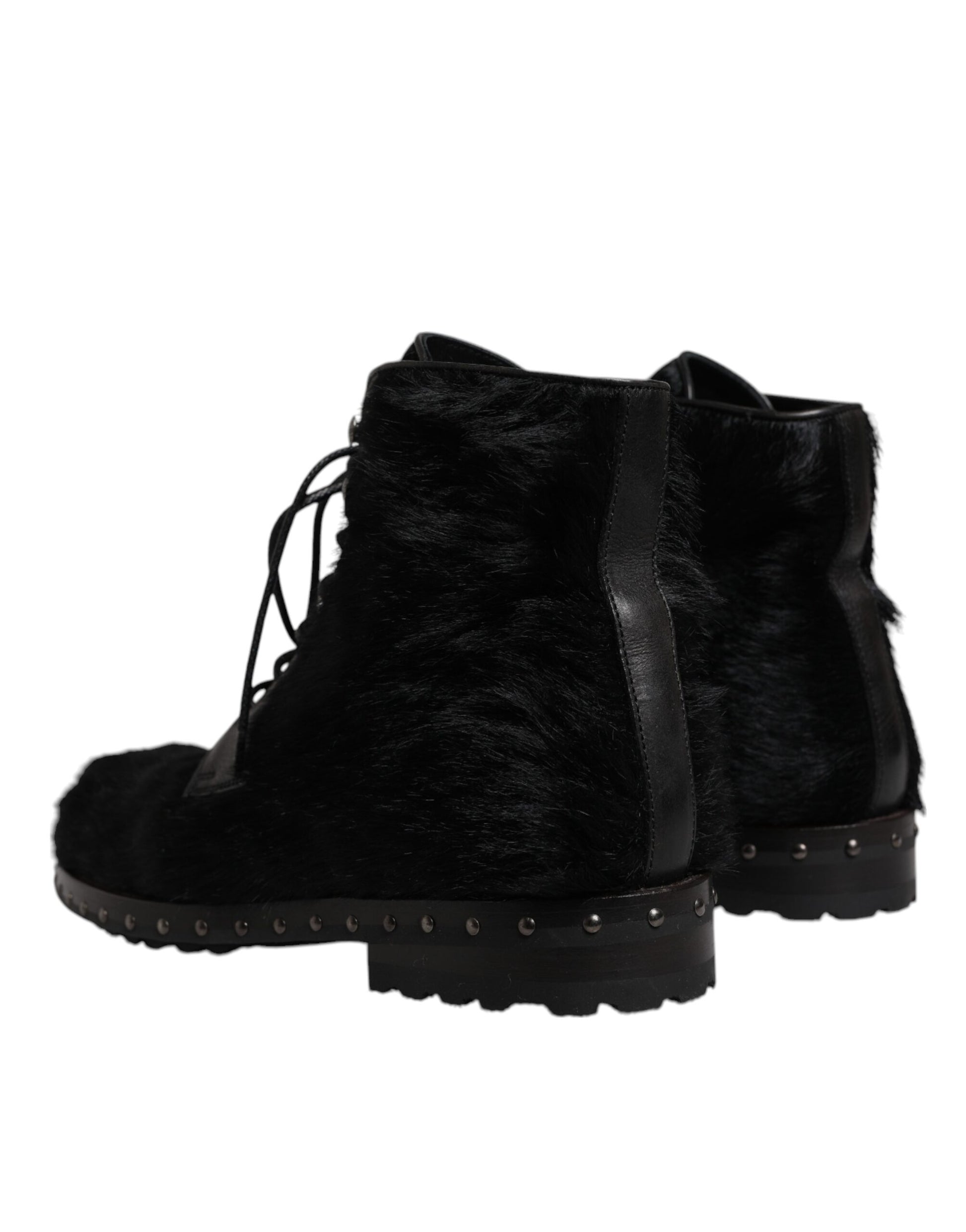 Dolce & Gabbana Black Pony Style Leather Mid Calf Boots Shoes – EU42/US9 par Dolce & Gabbana | Disponible sur Sandy Store ByNet
