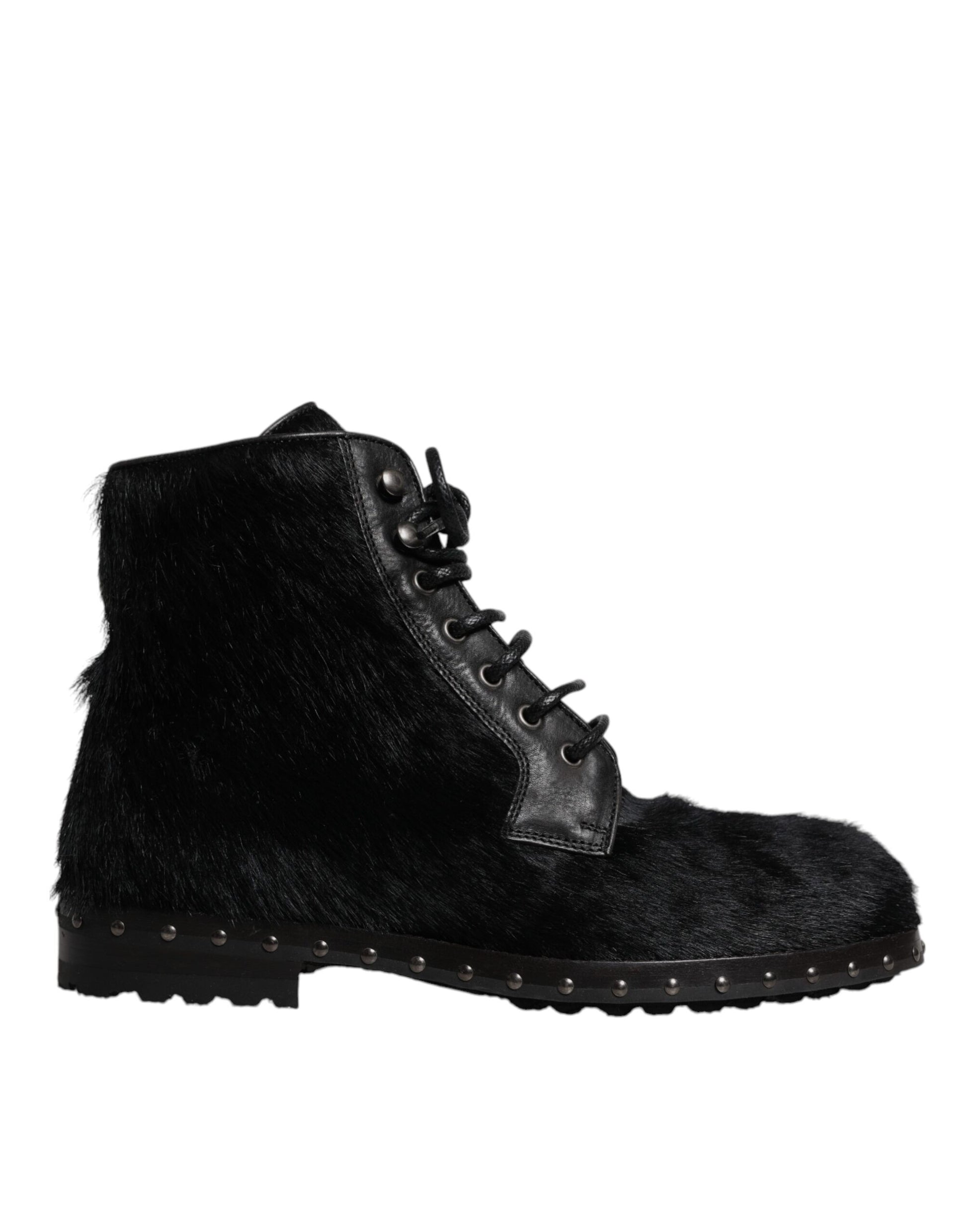 Dolce & Gabbana Black Pony Style Leather Mid Calf Boots Shoes – EU42/US9 par Dolce & Gabbana | Disponible sur Sandy Store ByNet