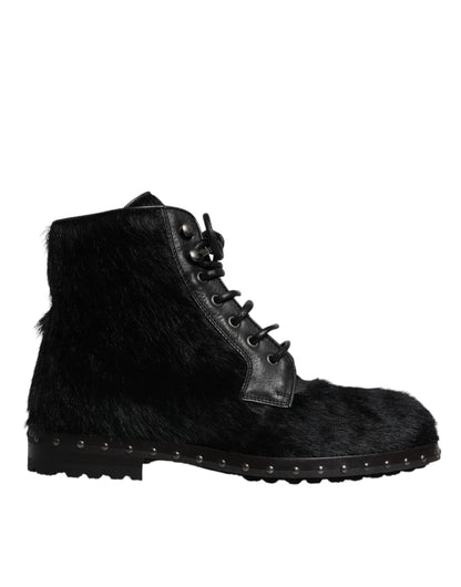 Dolce & Gabbana Black Pony Style Leather Mid Calf Boots Shoes – EU42/US9 par Dolce & Gabbana | Disponible sur Sandy Store ByNet