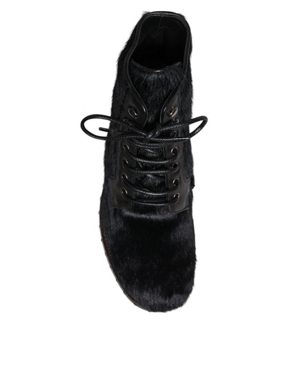 Dolce & Gabbana Black Pony Style Leather Mid Calf Boots Shoes – EU42/US9 par Dolce & Gabbana | Disponible sur Sandy Store ByNet